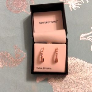 New Directions Cubic Zirconia Open Hoops Rose Goldtone Earrings